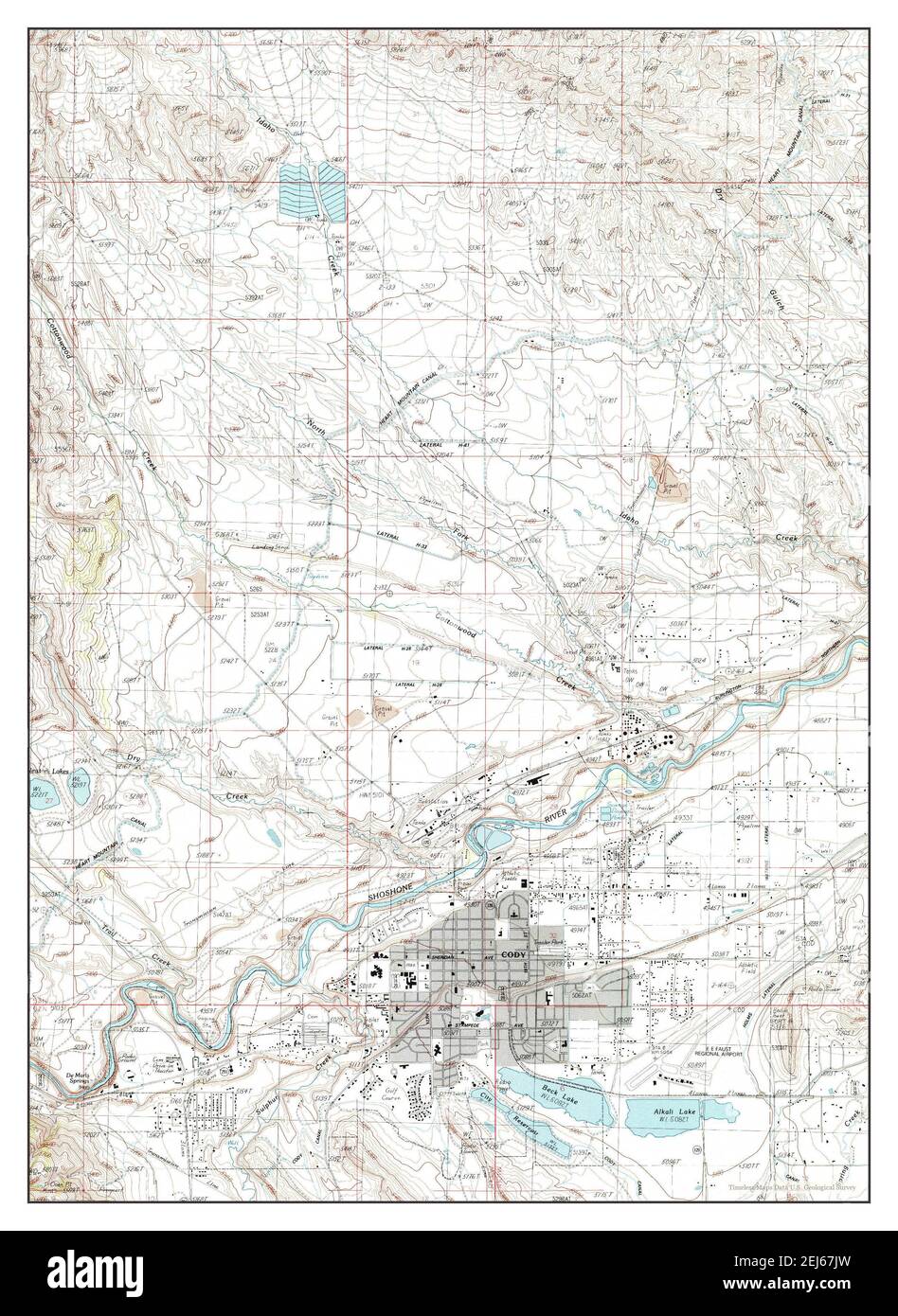 Cody, Wyoming, map 1987, 1:24000, United States of America by Timeless Maps, data U.S. Geological Survey Stock Photo