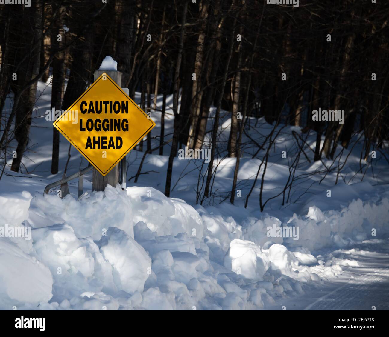 Logging warning sign hires stock photography and images Alamy