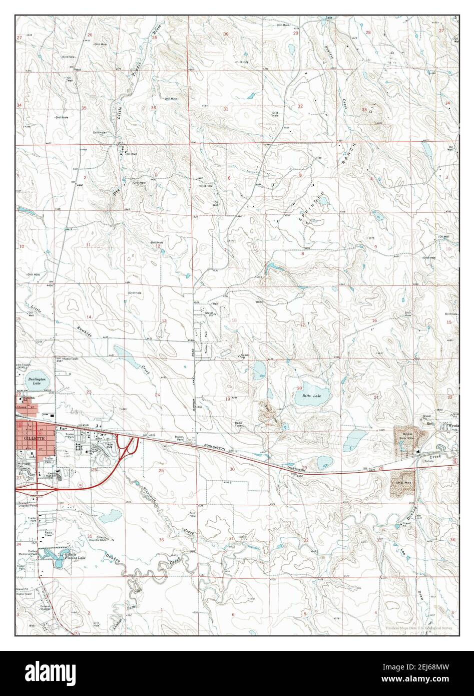 Gillette East, Wyoming, map 1971, 124000, United States of America by