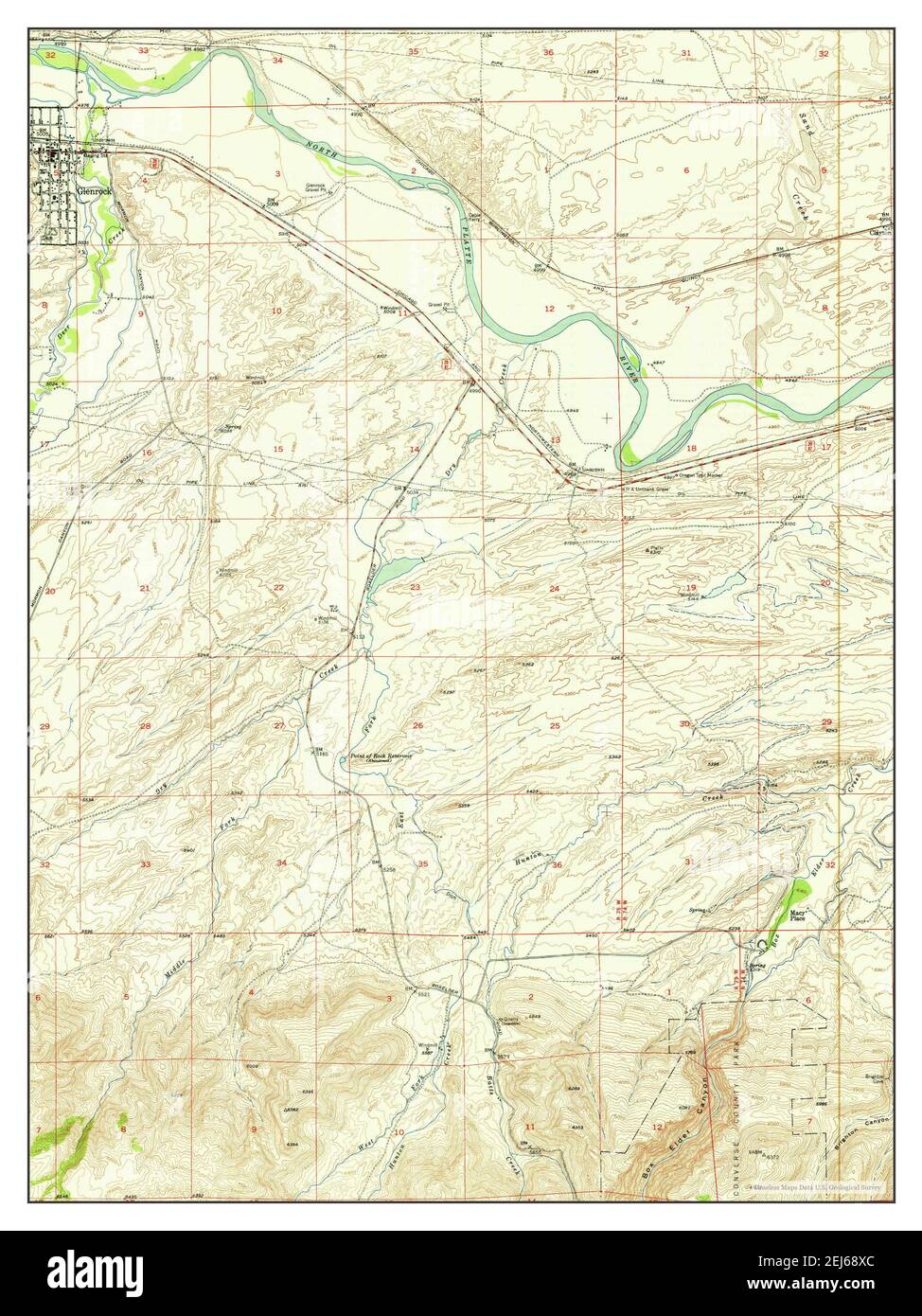 Glenrock, Wyoming, map 1950, 1:24000, United States of America by Timeless Maps, data U.S. Geological Survey Stock Photo
