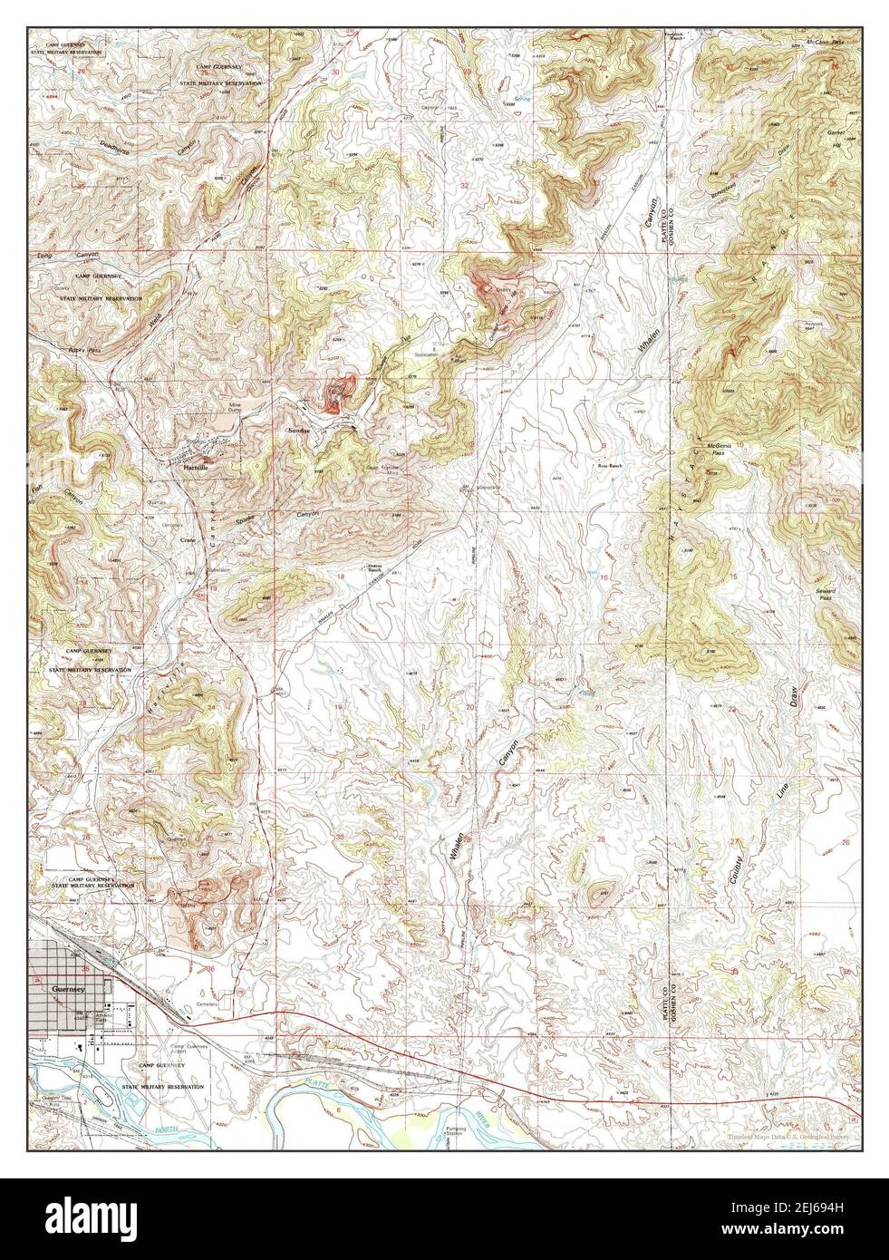 Guernsey, Wyoming, map 1990, 124000, United States of America by