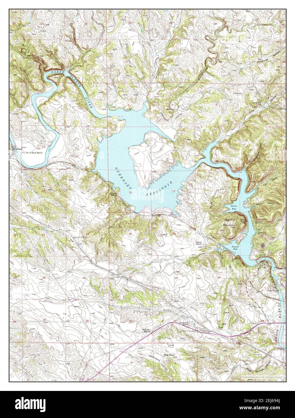 Guernsey Reservoir, Wyoming, map 1950, 124000, United States of