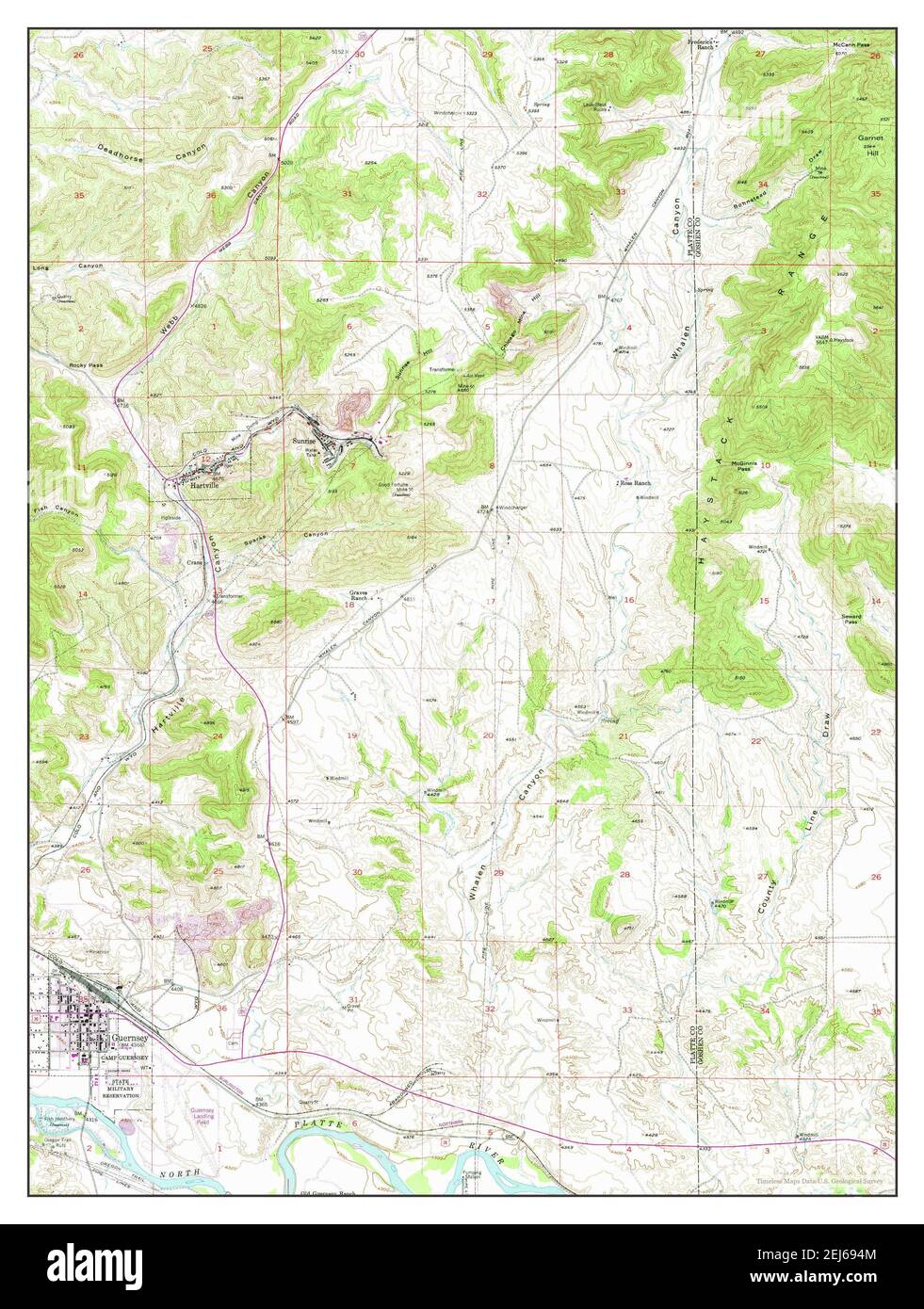 Map of guernsey wyoming Cut Out Stock Images & Pictures Alamy