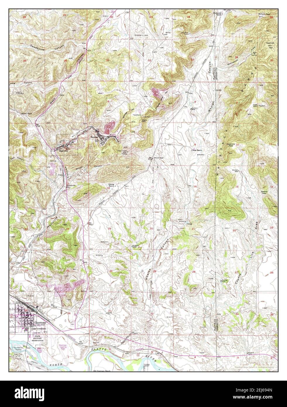 Guernsey, Wyoming, map 1950, 124000, United States of America by