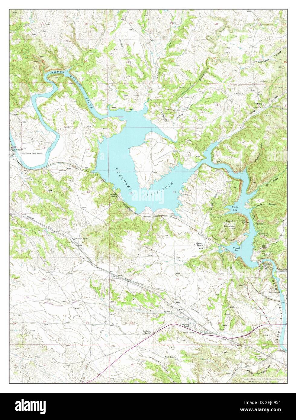 Guernsey Reservoir, Wyoming, map 1950, 124000, United States of