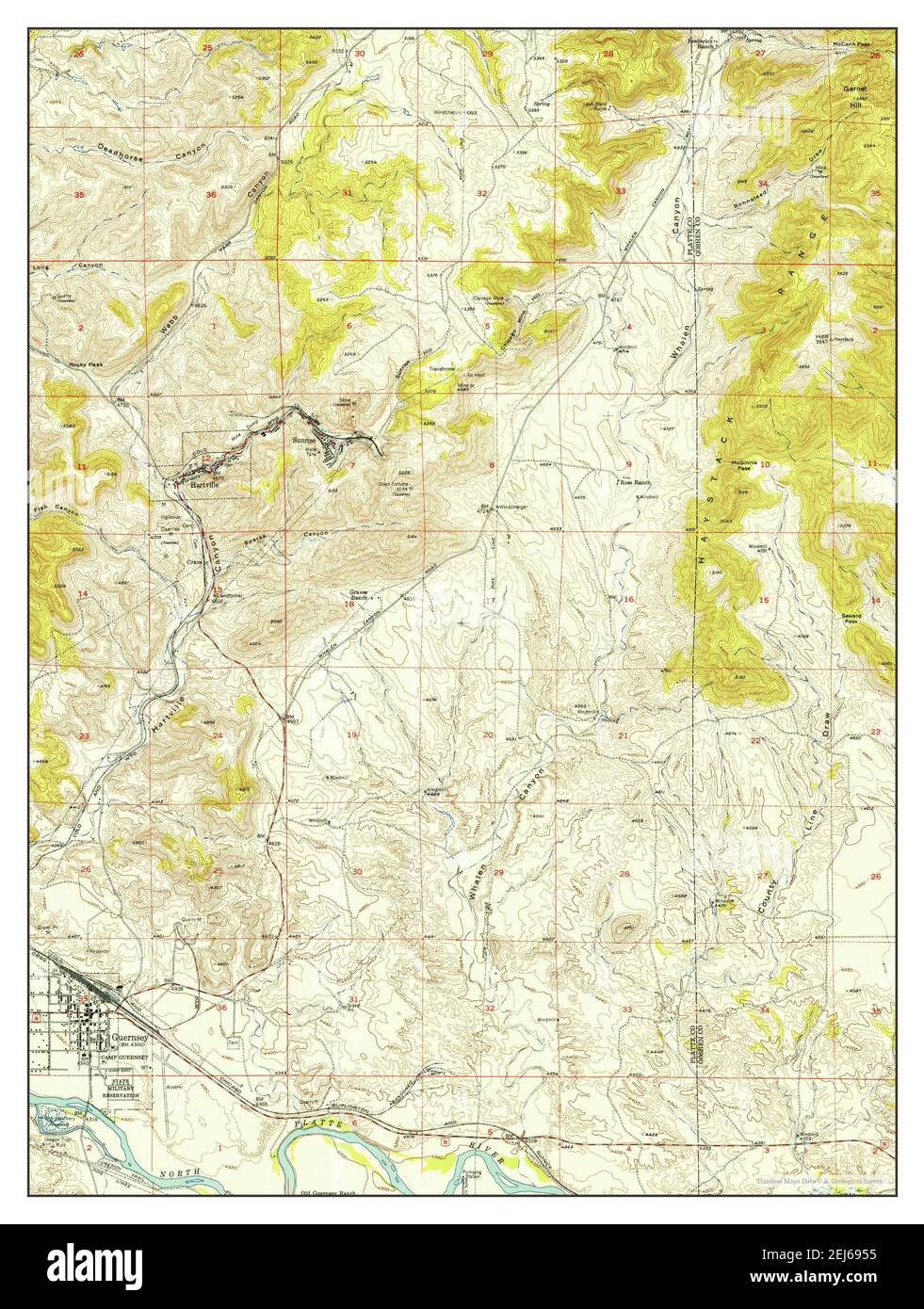Guernsey, Wyoming, map 1950, 124000, United States of America by