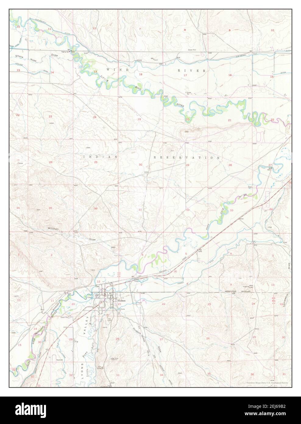 Hudson, Wyoming, map 1957, 124000, United States of America by