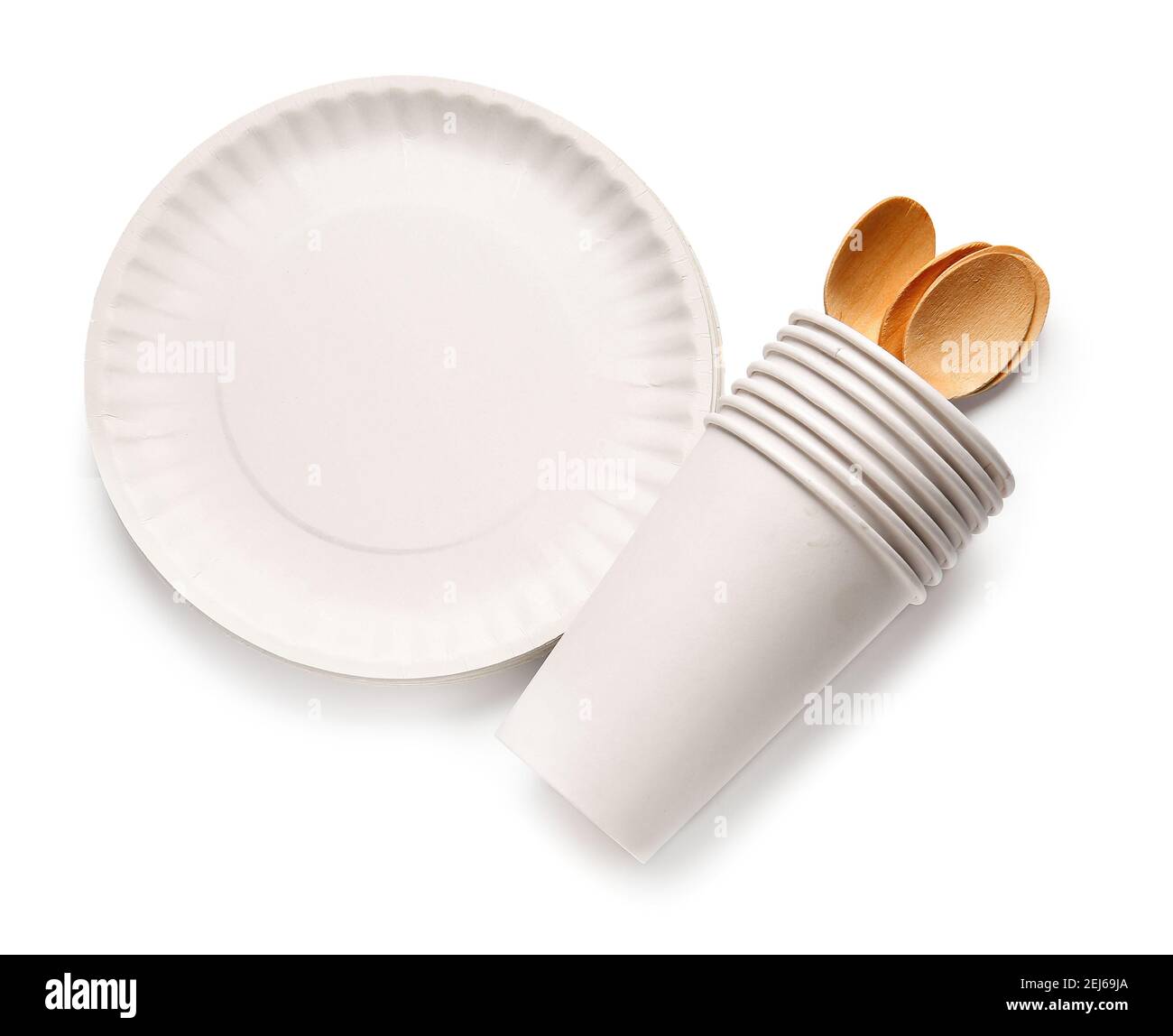 Eco tableware on white background Stock Photo
