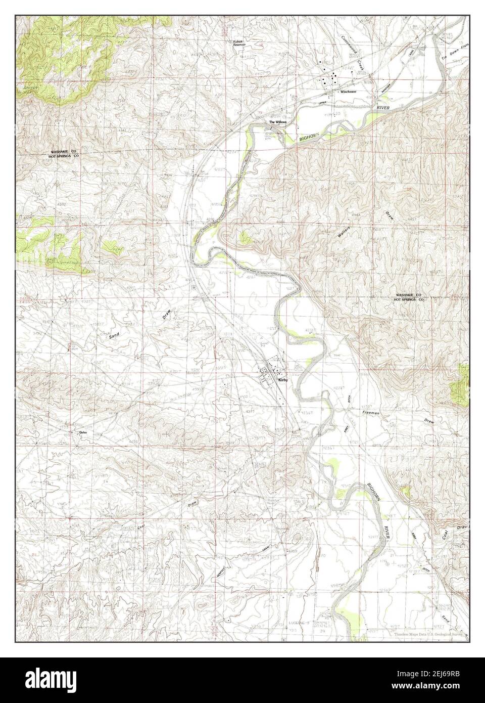 Kirby, Wyoming, map 1985, 124000, United States of America by Timeless