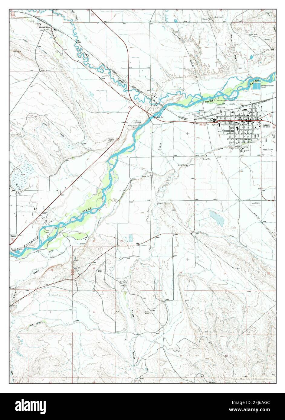 Lovell, Wyoming, map 1966, 1:24000, United States of America by Timeless Maps, data U.S. Geological Survey Stock Photo