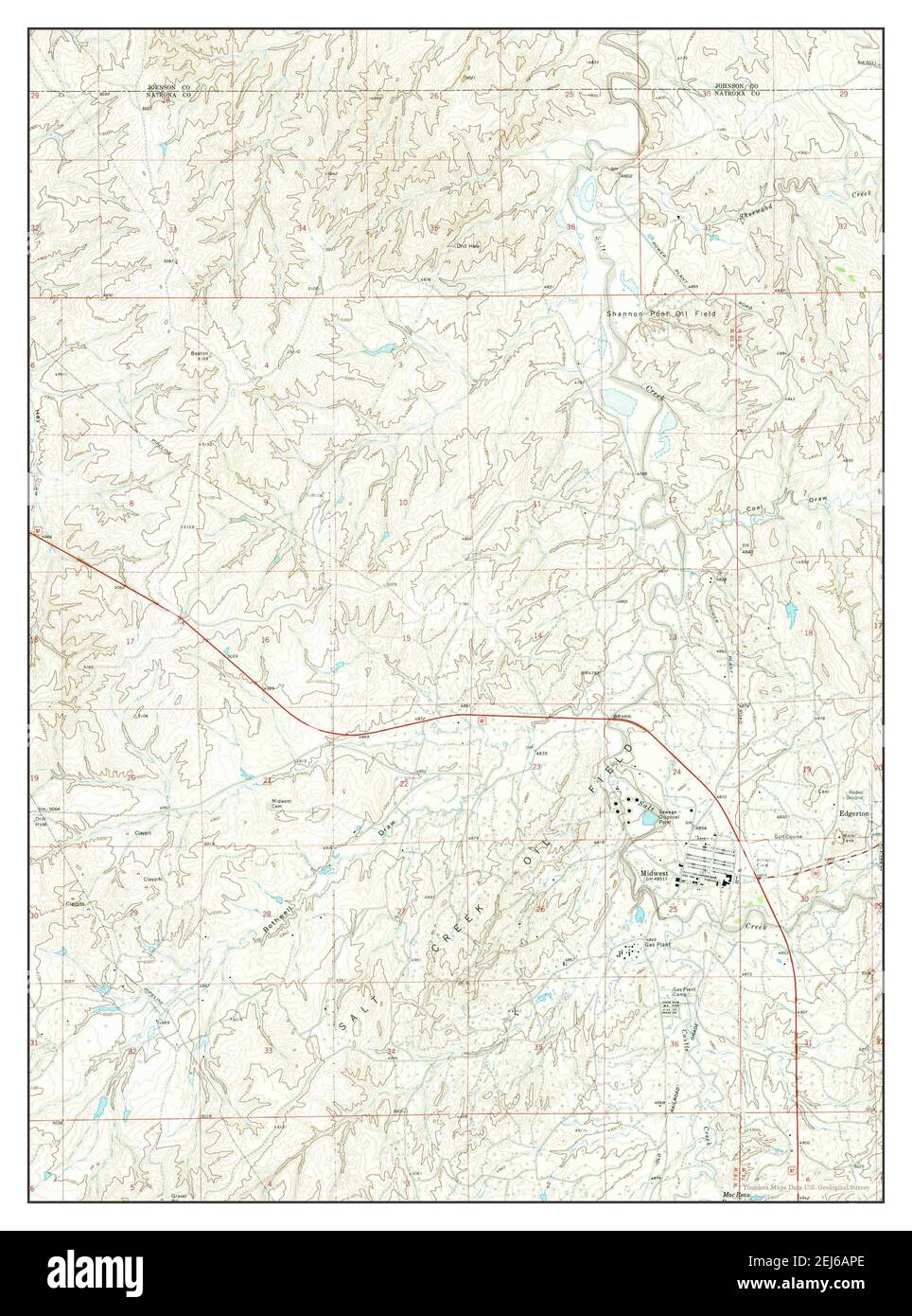 Midwest, Wyoming, map 1968, 124000, United States of America by