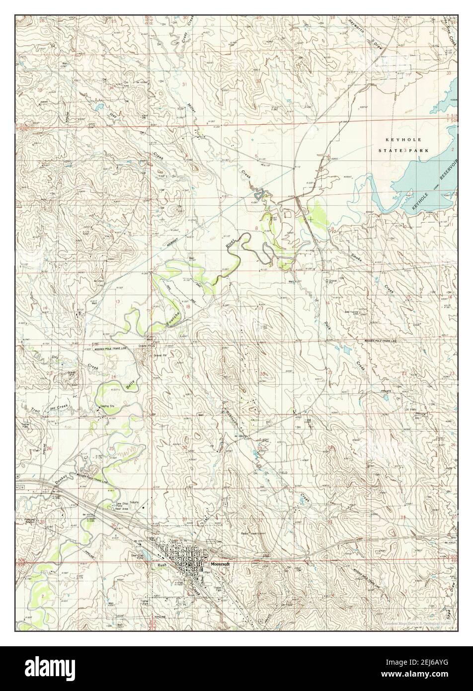 Moorcroft, Wyoming, map 1984, 1:24000, United States of America by Timeless Maps, data U.S. Geological Survey Stock Photo