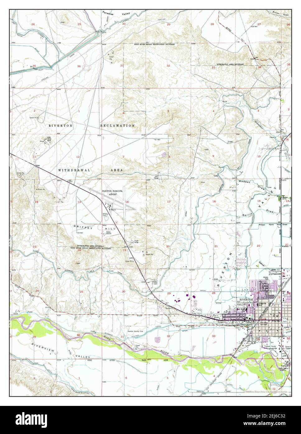 Riverton West, Wyoming, map 1959, 124000, United States of America by