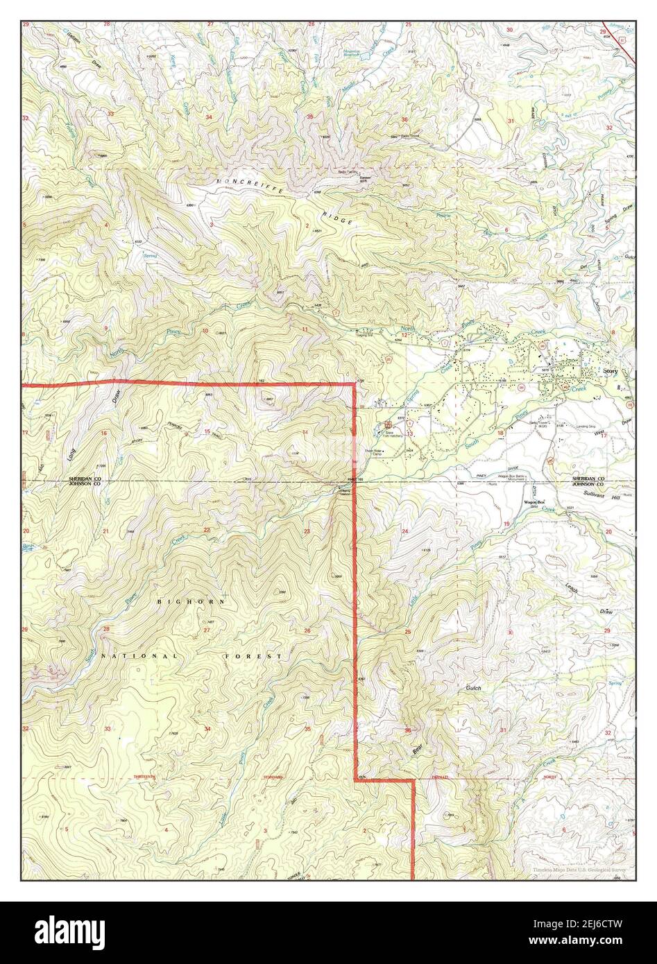 Story, Wyoming, map 1993, 124000, United States of America by Timeless