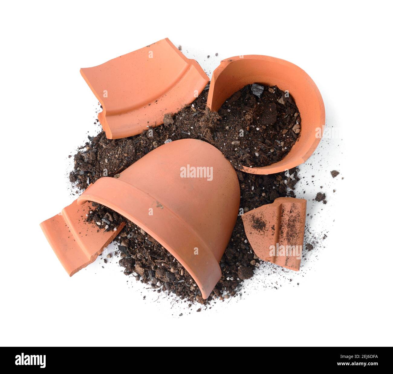 Broken flower pot on white background Stock Photo Alamy