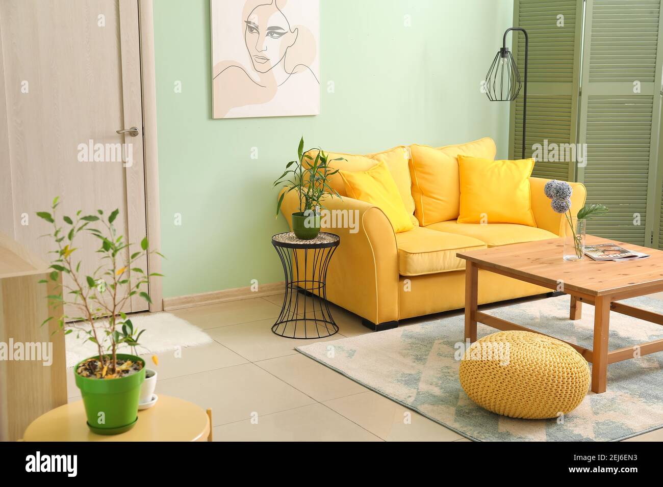Interior of modern living room with stylish sofa Stock Photo - Alamy