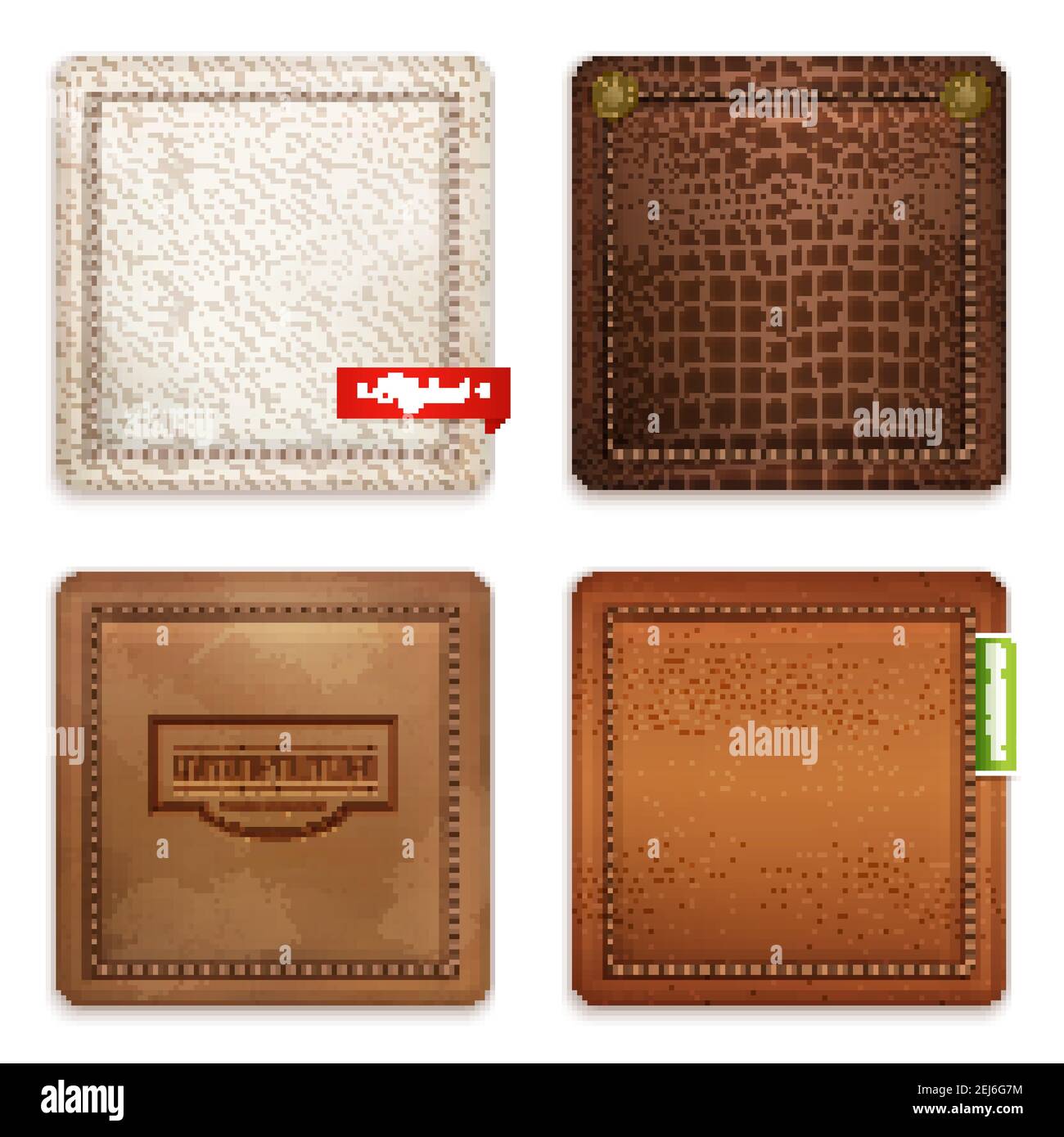 Genuine leather quality texture and color concept 4 realistic square ...