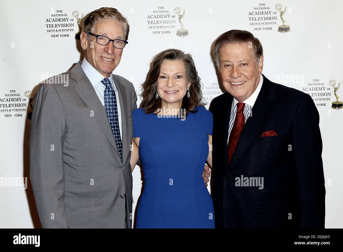 New York, NY, USA. 30 November, 2017. Gold Circle Inductee, Maury Povich, President, National Academy of Television Arts & Sciences, New York Chapter, Denise Rover, Marvin Scott at the 2017 Gold & Silver Circle Induction Ceremony at the Lambs Club. Credit: Steve Mack/Alamy Stock Photo