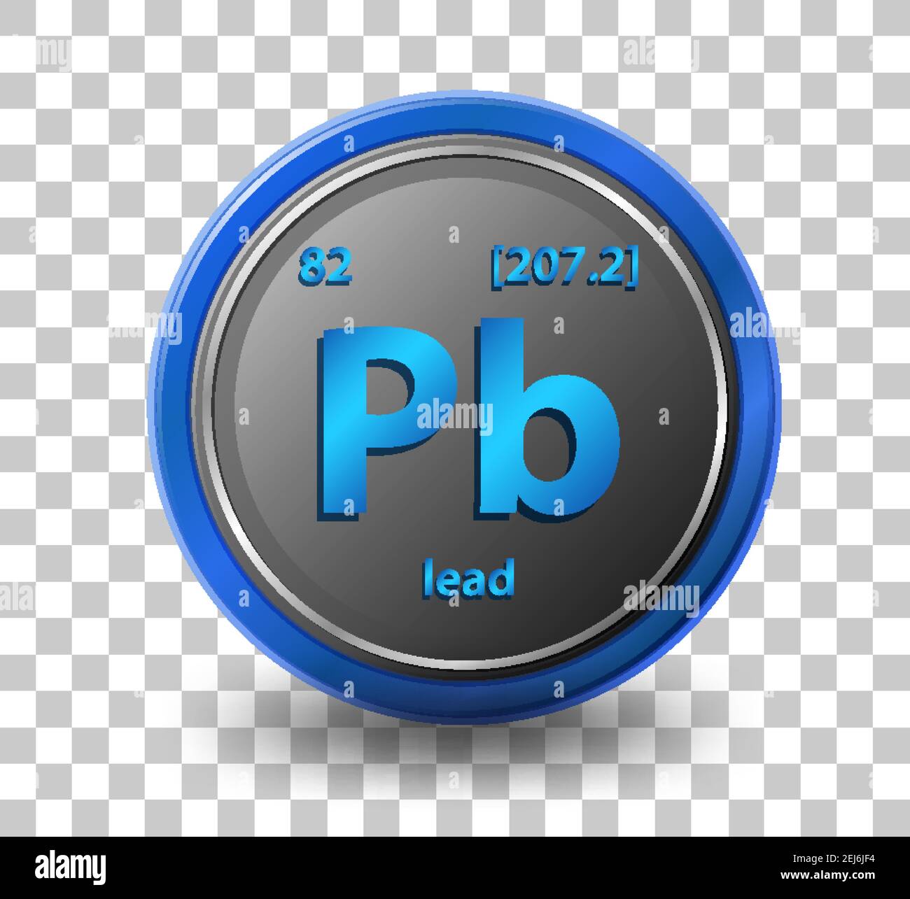 Lead chemical element. Chemical symbol with atomic number and atomic mass. illustration Stock