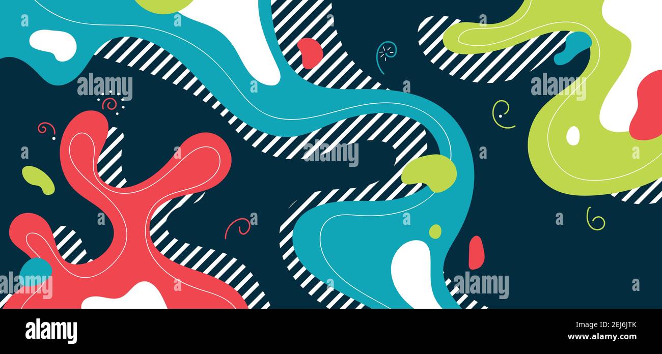 Abstract fluid colorful design of minimal splash design template. Decorative with trendy line style pattern background. illustration vector Stock Vector