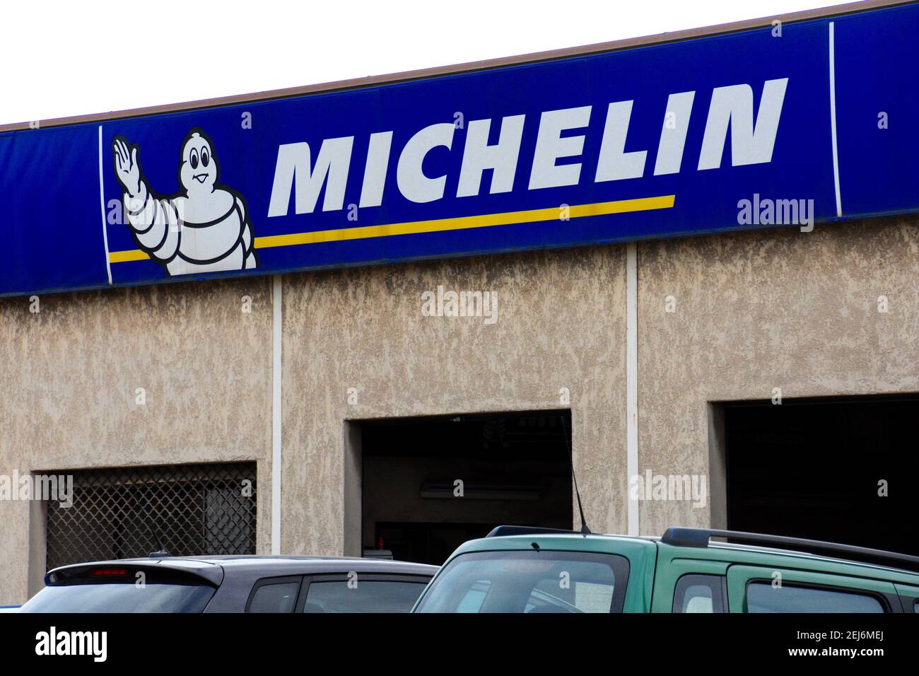 Michelin company logo seen on the facade of one of their tire assembly