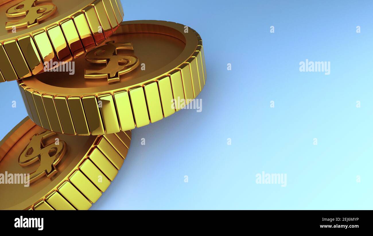 Coin gold money dollar isolated white background 3d rendering Stock ...