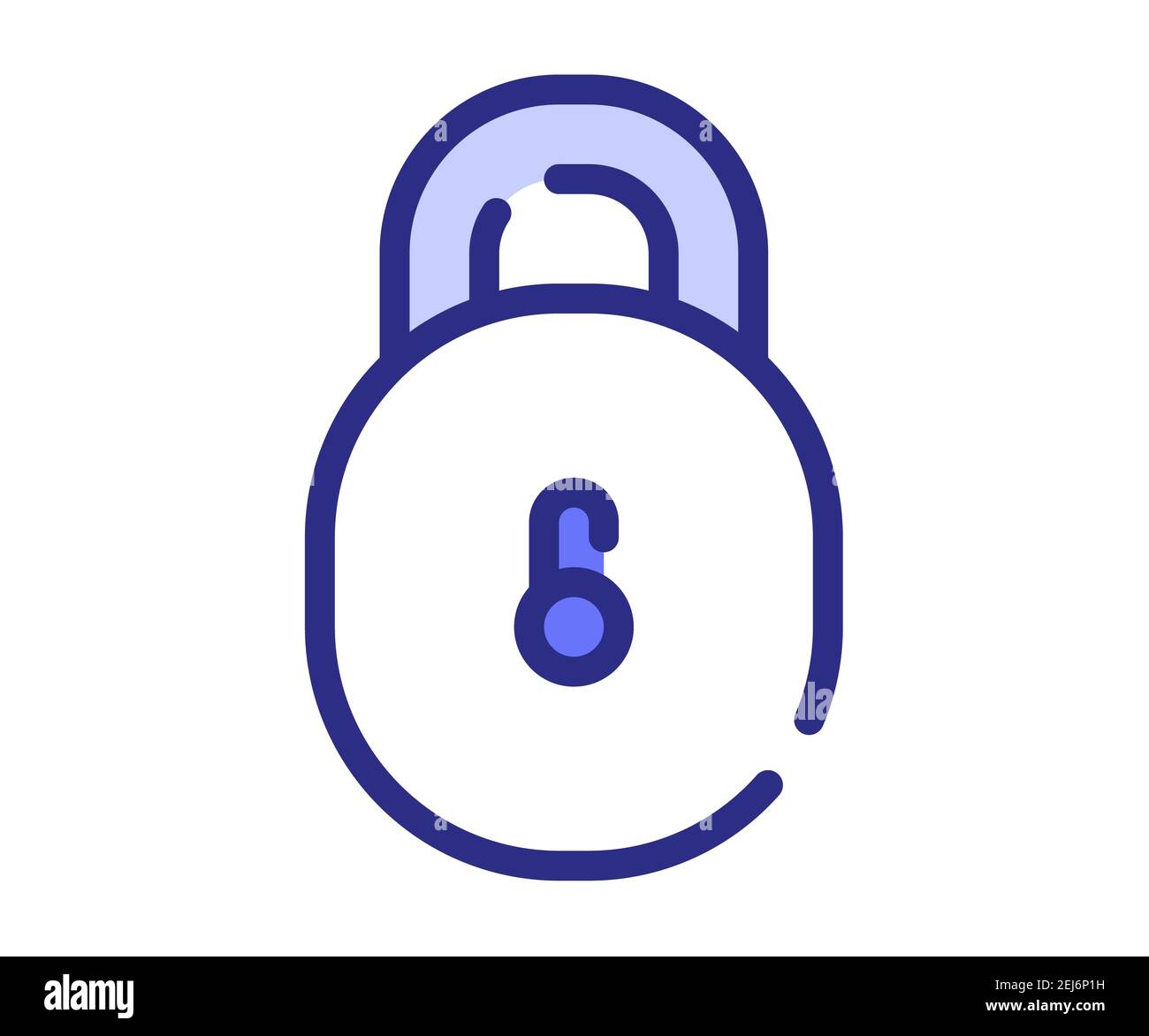 lock security padlock single isolated icon with dash or dashed line ...