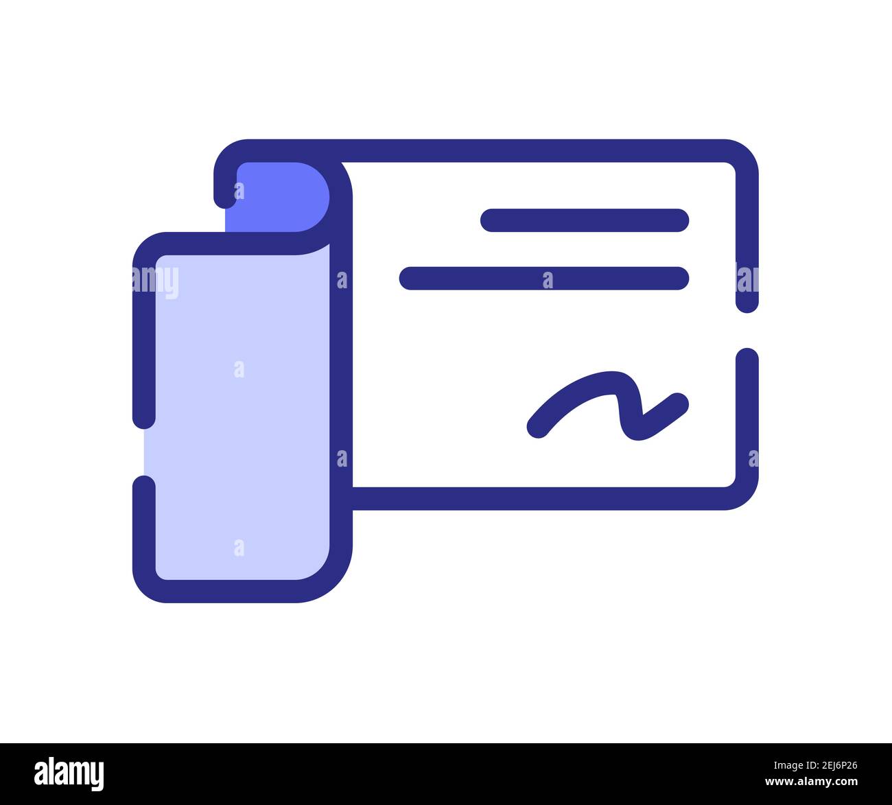cheque bill invoice single isolated icon with dash or dashed line style ...