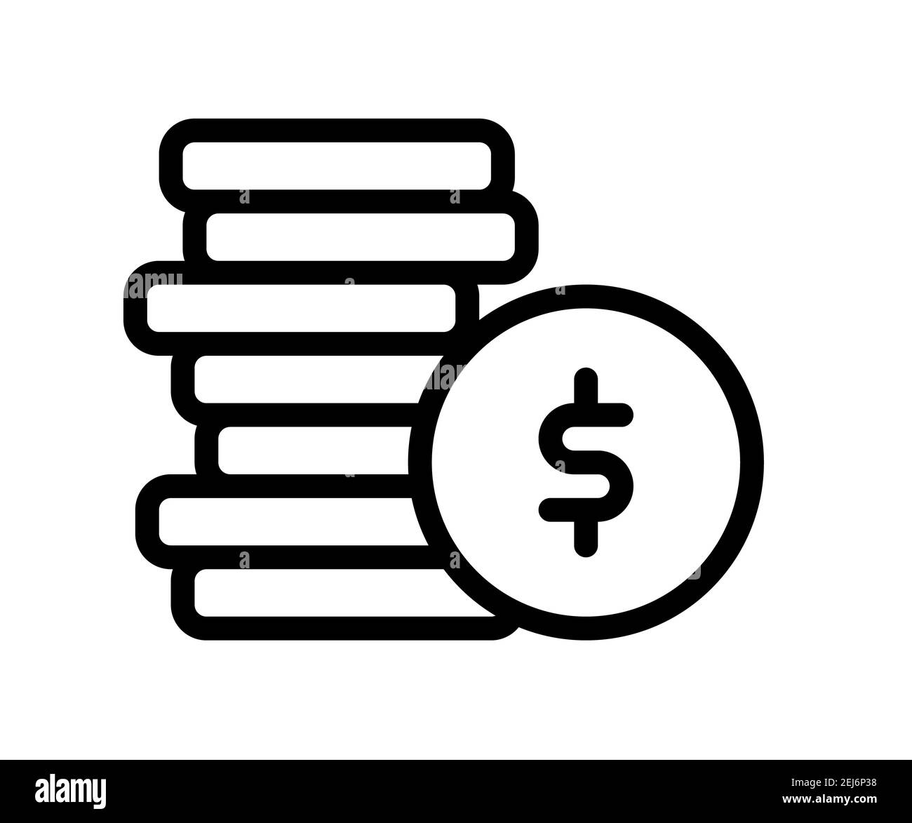 coin dollar money single isolated icon with outline line style vector ...