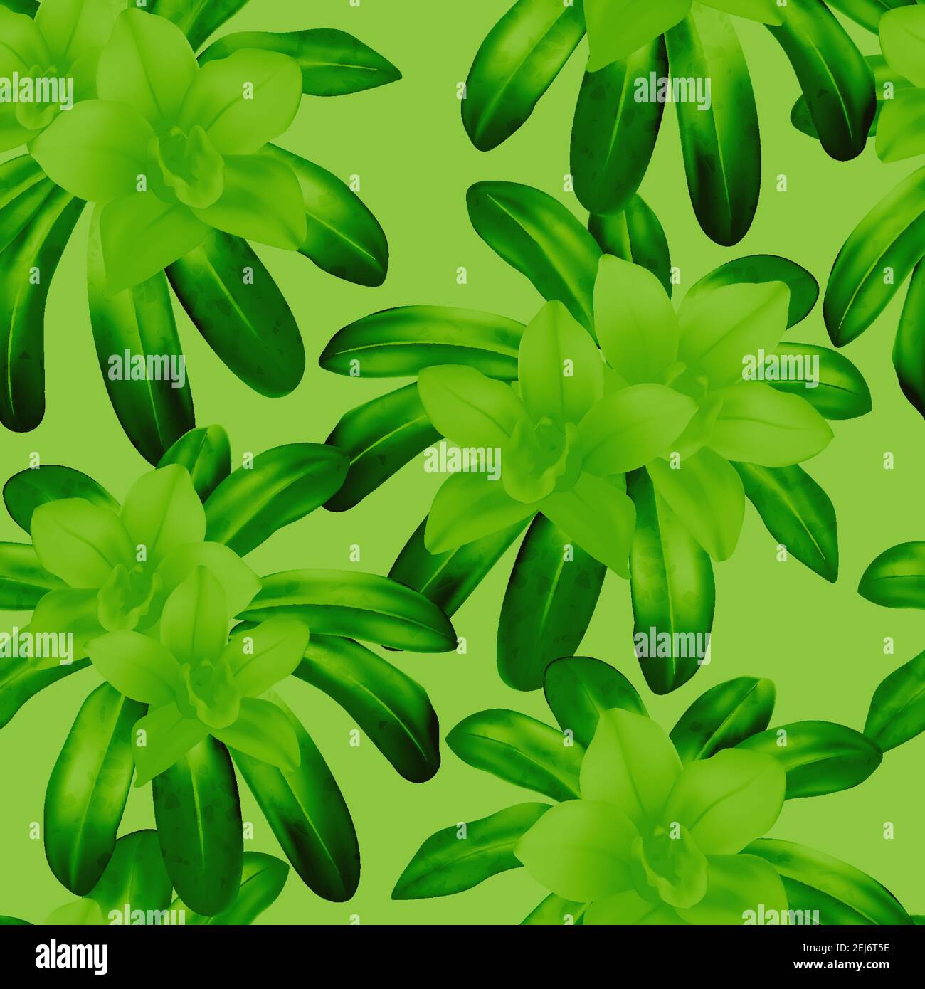 Green seamless pattern with tropical plants. Vector floral background ...