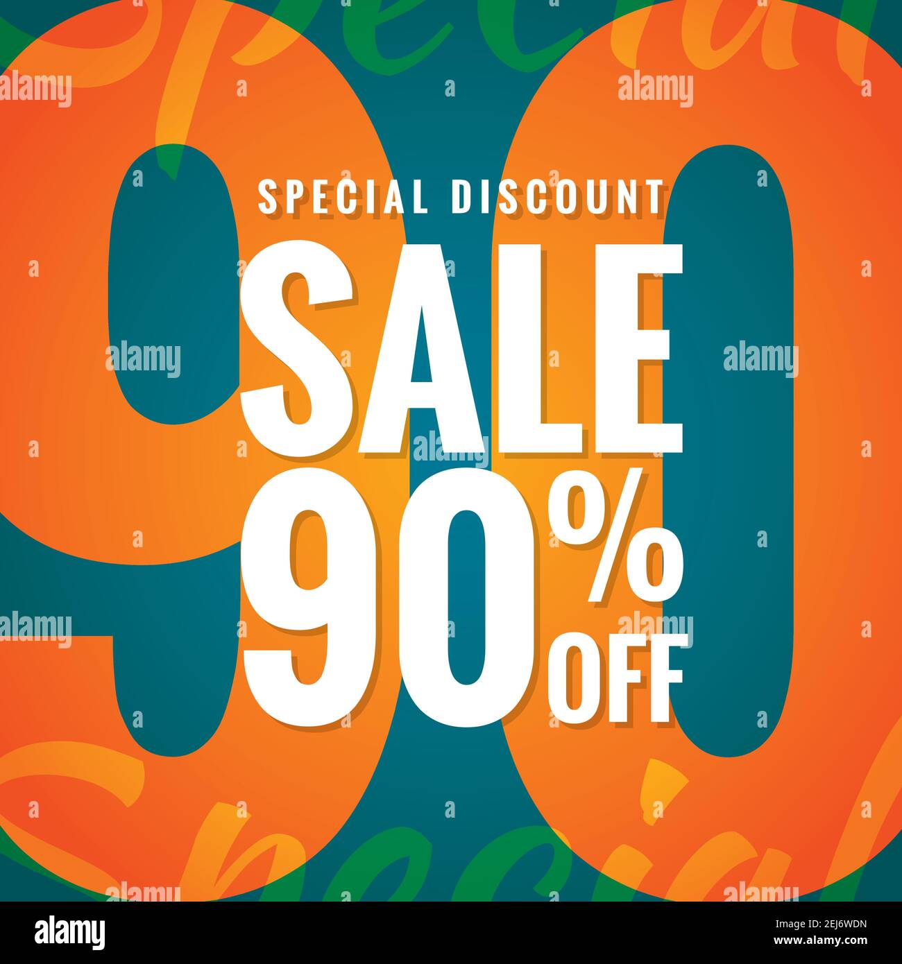 Special Discount Sale 90 percent heading simple modern design for banner or poster. Sale and