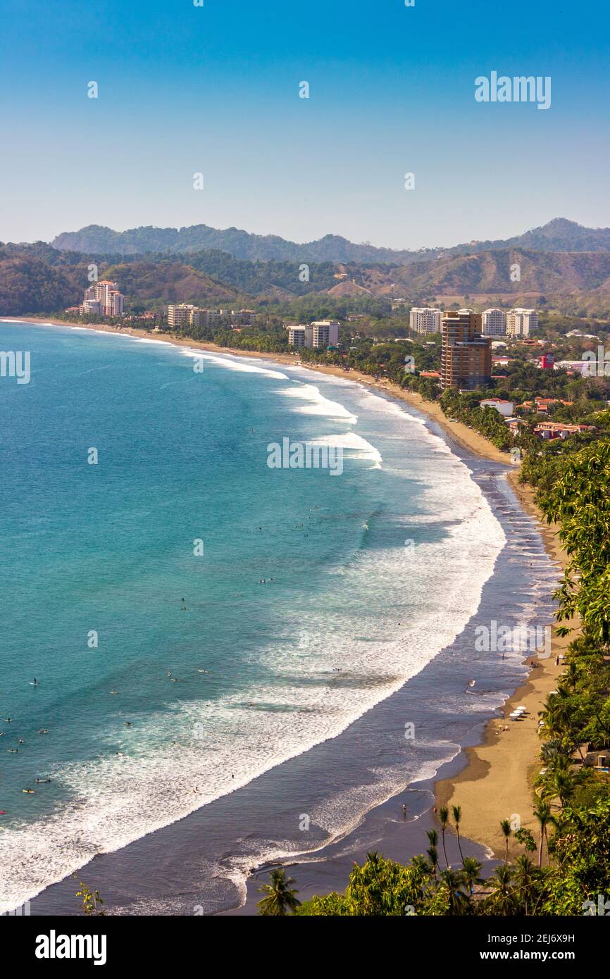 The view of Jaco Beach at Jaco, Costa Rica. The Pacific Ocean side of Costa Rica is the setting