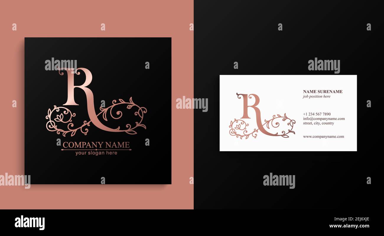 Letter R Logo Template Monnogram Delicate Floral Design Personal Logo Vector Design Stock 0614