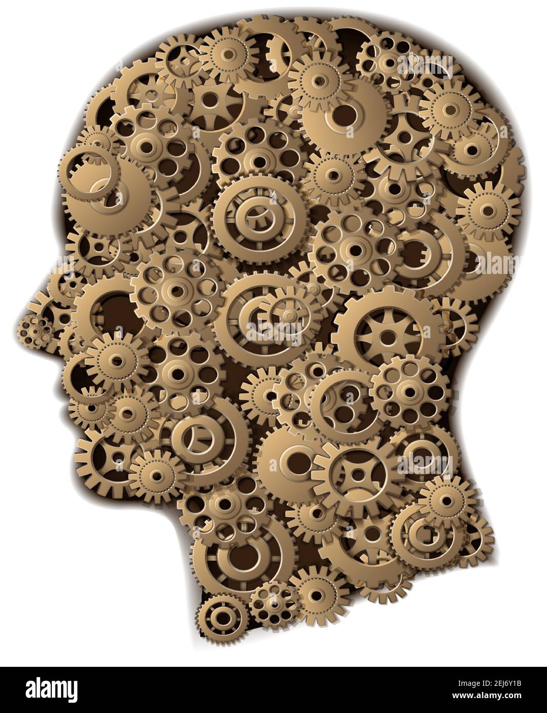 Vector gear head 3d realistic, isolated on white background Stock