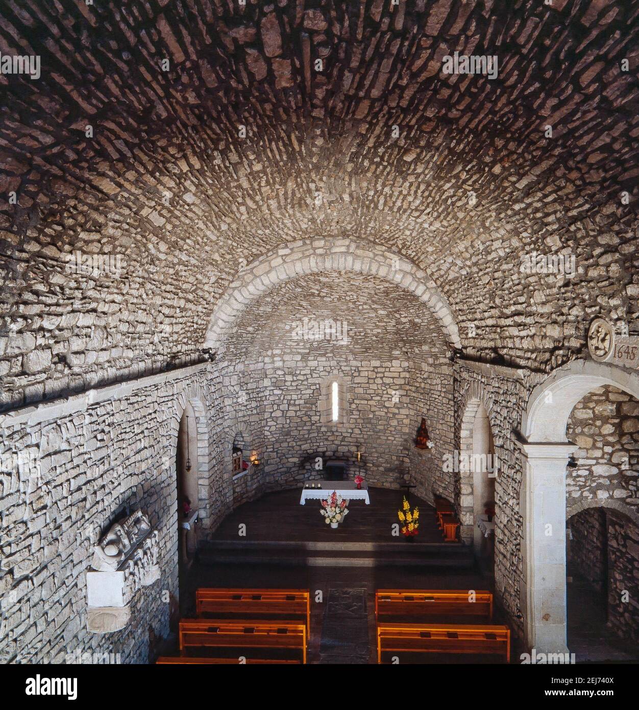 Interior de la iglesia Santa Maria de Rocafort, siglos XVI-XVII. Stock Photo