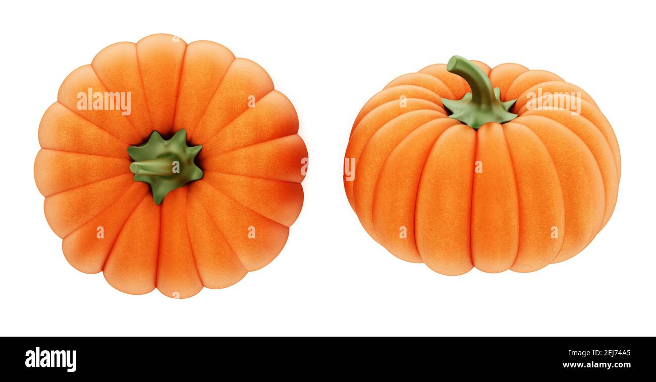Pumpkins isolated on white background. 3D illustration. Stock Photo
