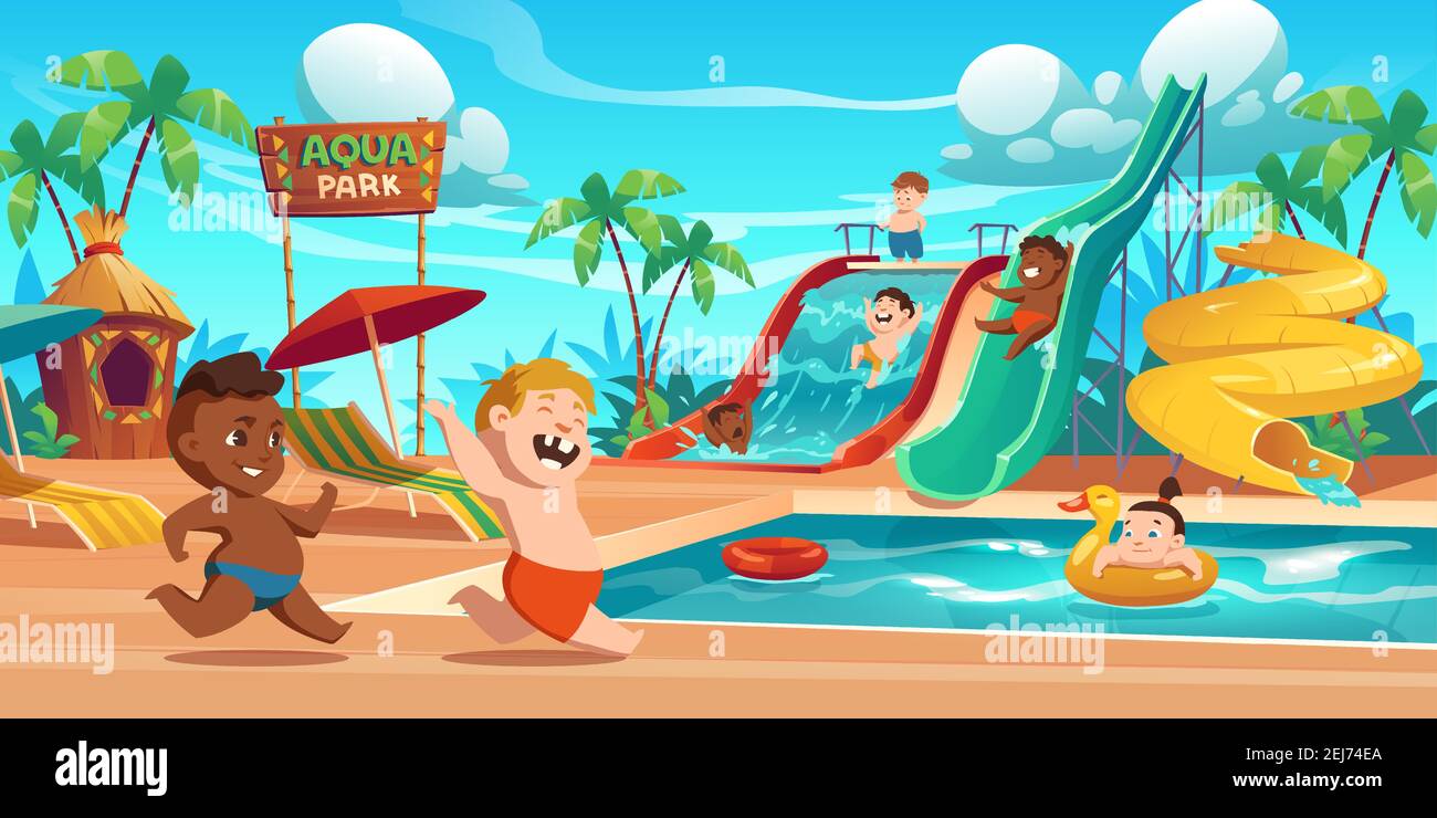 Freedom Rides Cartoon Pool Riding waterslide Stock Vector Images - Alamy