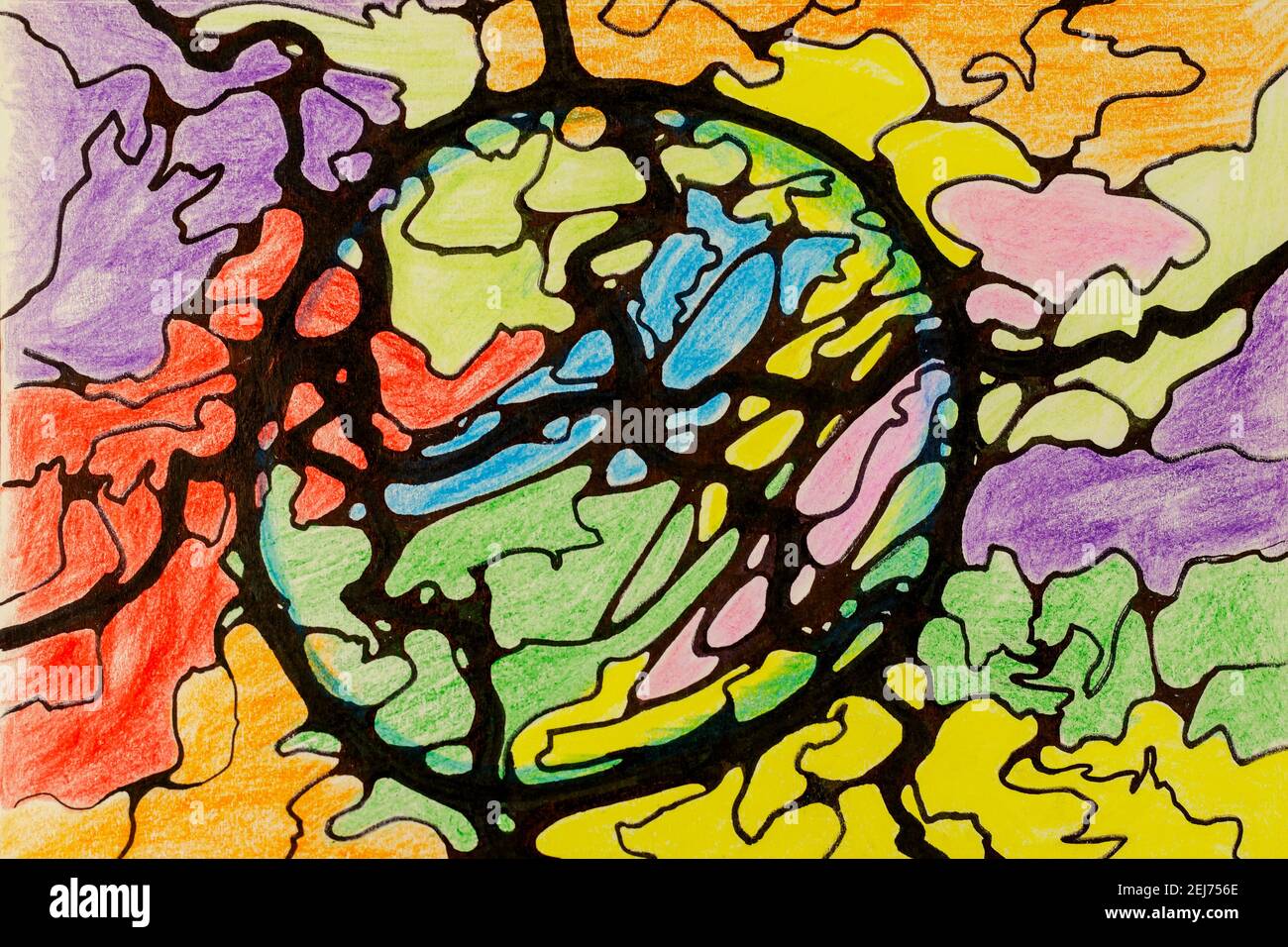 Mental health, modern methods of treatment. Art therapy. Neurographic drawing. Abstract multi