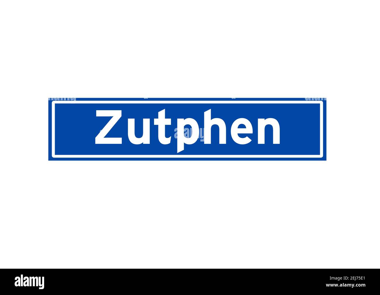Zutphen isolated Dutch place name sign. City sign from the Netherlands. Stock Photo