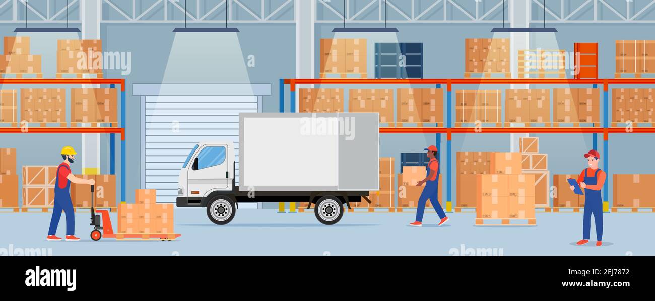 Warehouse interior with cardboard boxes Stock Vector Image & Art - Alamy