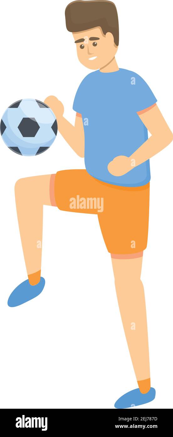 Children juggles ball soccer icon. Cartoon of children juggles ball