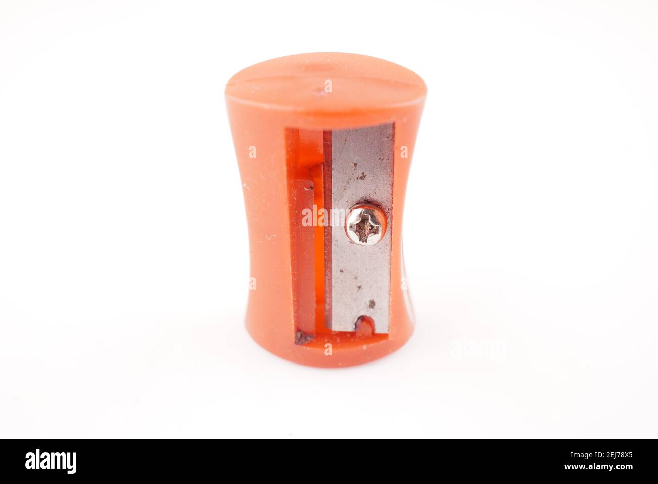 red pencil sharpener on white background Stock Photo