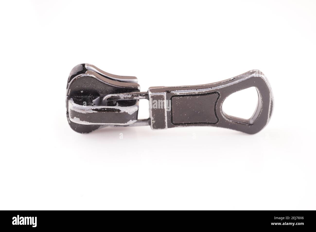 zipper slider on white background Stock Photo