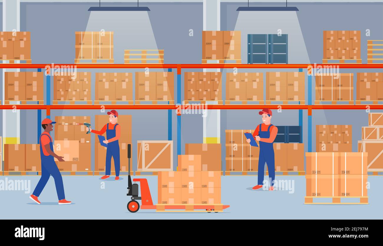 Warehouse interior with cardboard boxes Stock Vector Image & Art - Alamy