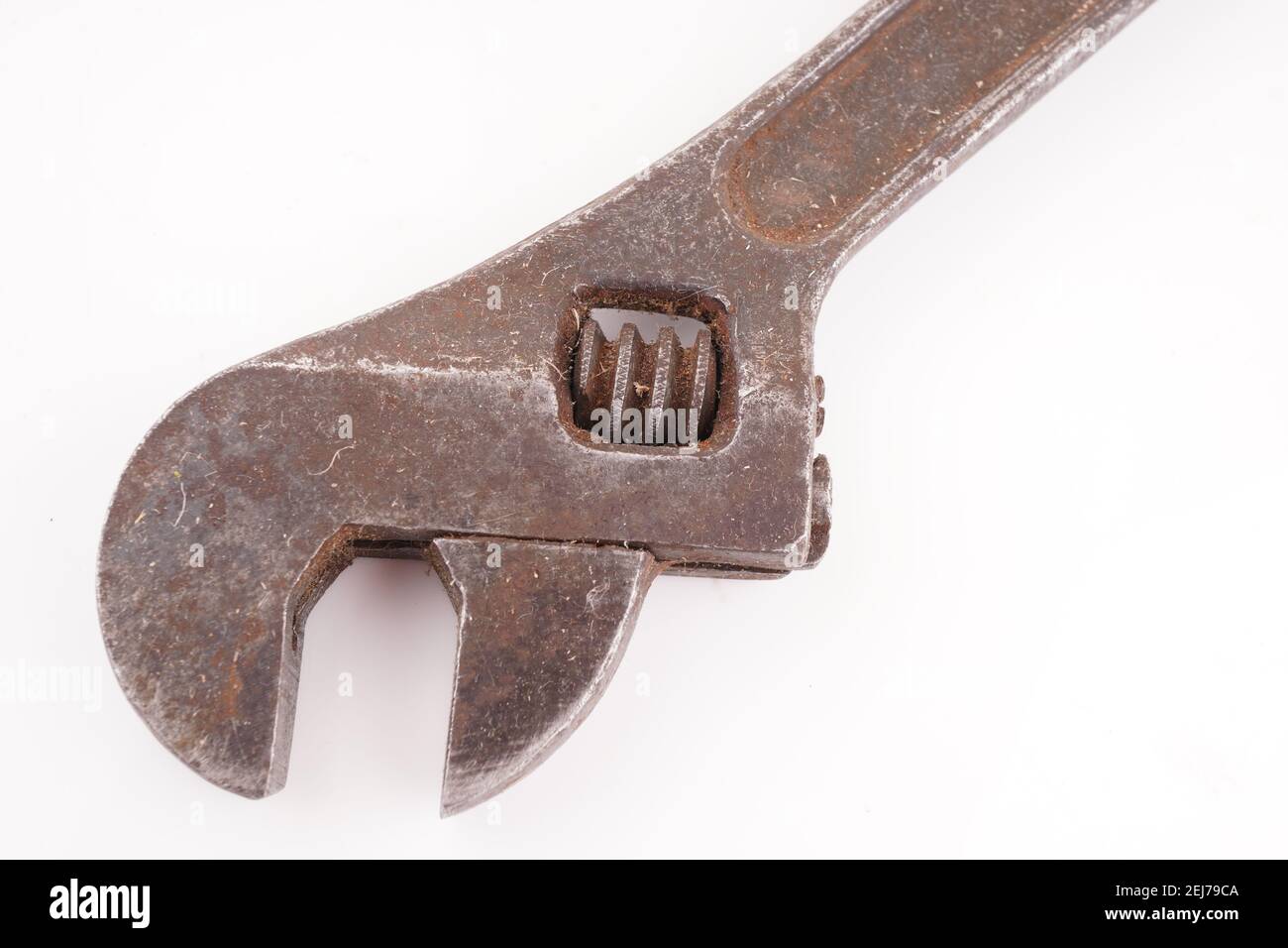 rusty gas wrench on white background Stock Photo