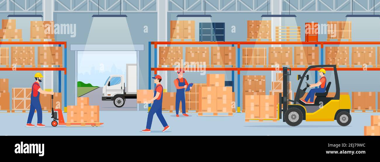 Warehouse interior with cardboard boxes Stock Vector Image & Art - Alamy