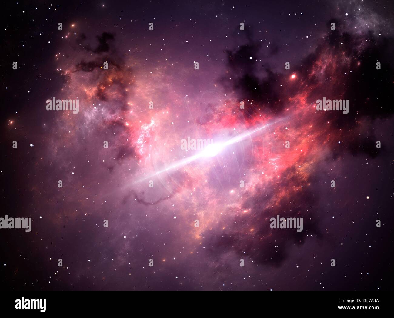 Pulsar or neutron star in the nebula. 3D illustration Stock Photo