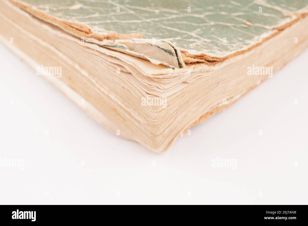 old green book on white background Stock Photo