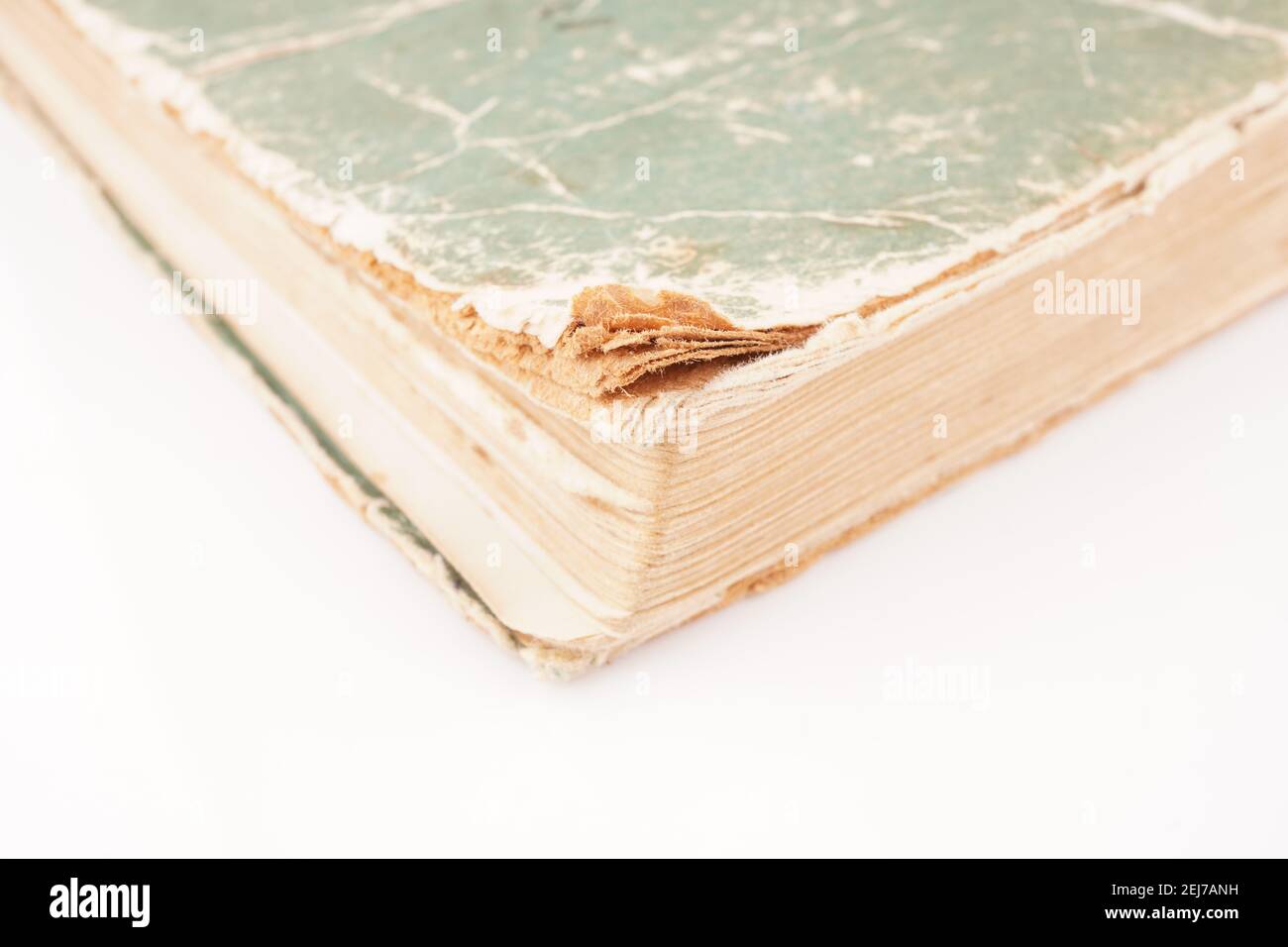 old green book on white background Stock Photo