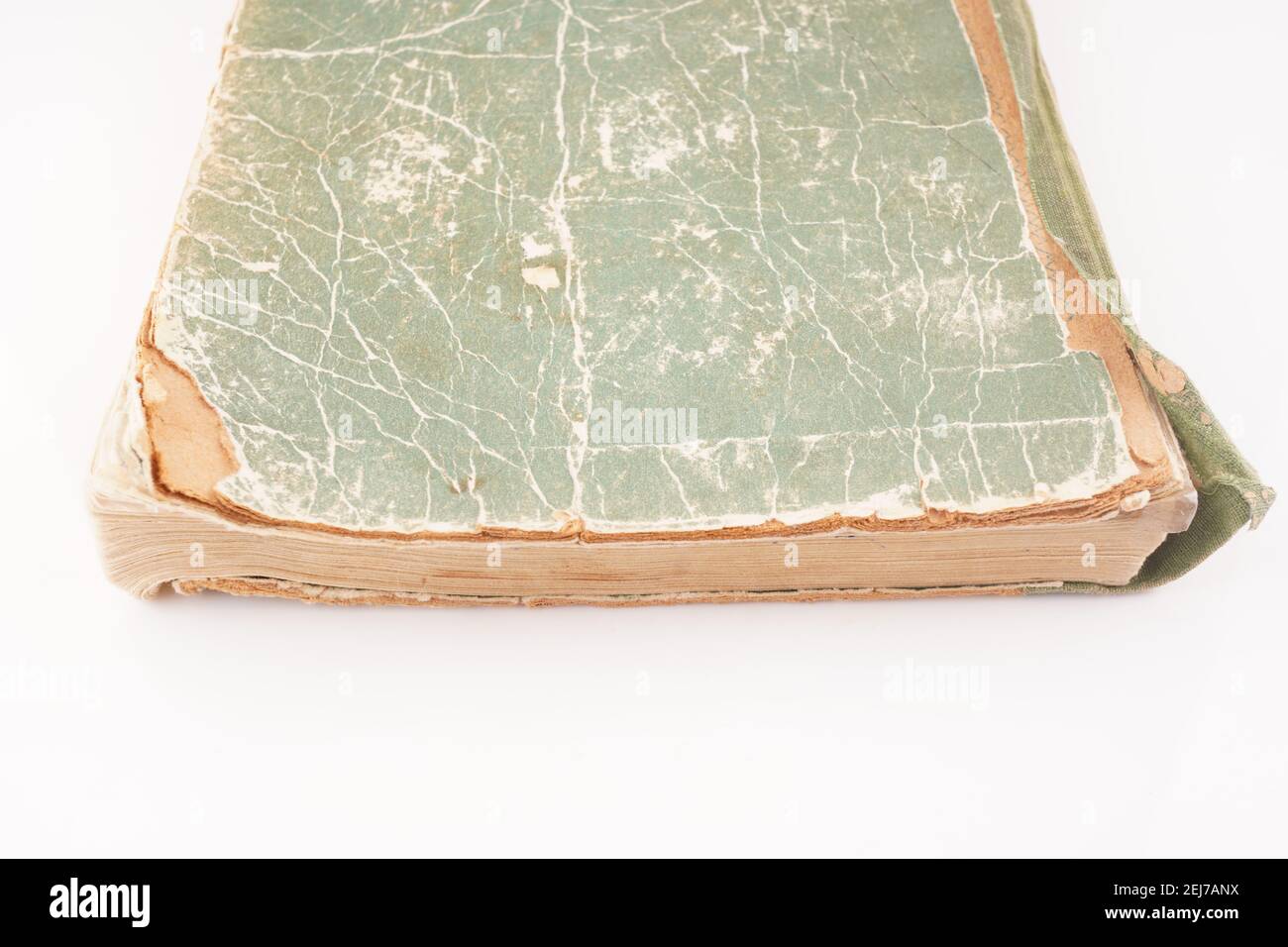 old green book on white background Stock Photo